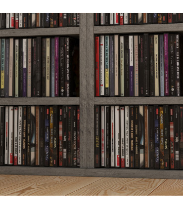 HOMCOM Set of 2 CD Media Display Shelf Unit Tower Rack Adjustable, Mocha Wood