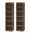 HOMCOM Set of 2 CD Media Display Shelf Unit Tower Rack Adjustable, Rustic Brown