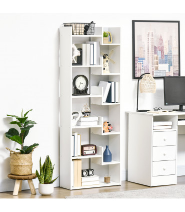 HOMCOM 6-Tier Bookshelf Freestanding Decorative Storage Shelves for Home White