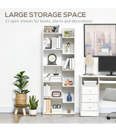 HOMCOM 6-Tier Bookshelf Freestanding Decorative Storage Shelves for Home White