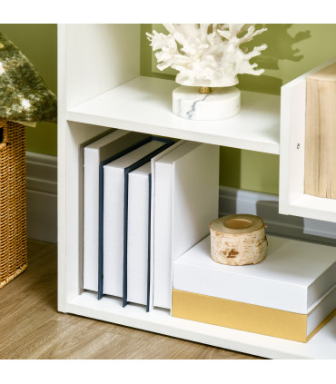 HOMCOM 6-Tier Bookshelf Freestanding Decorative Storage Shelves for Home White