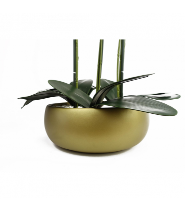60cm Orchid Artificial Black - Gold Ceramic Planter