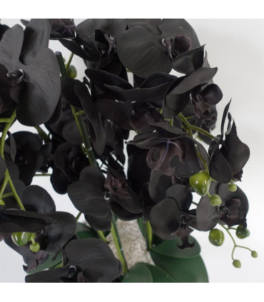 60cm Orchid Artificial Black - Gold Ceramic Planter