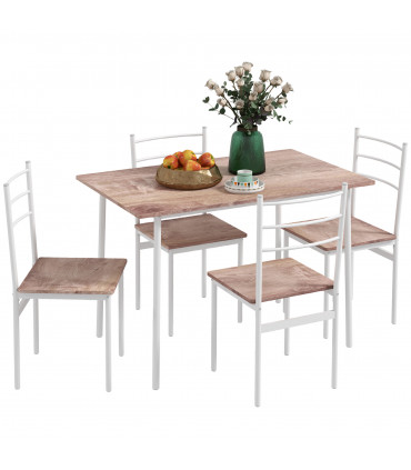 HOMCOM 5 Piece Dining Table and Chairs Set, Space Saving Table and 4 Chairs