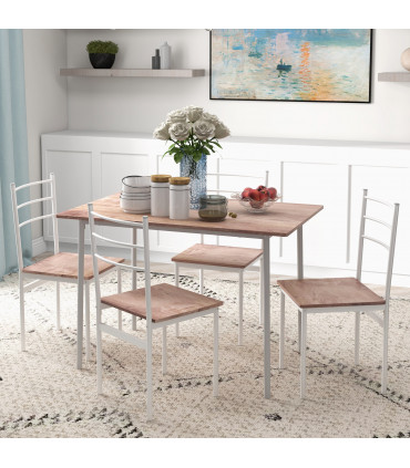 HOMCOM 5 Piece Dining Table and Chairs Set, Space Saving Table and 4 Chairs