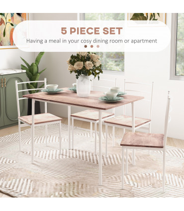 HOMCOM 5 Piece Dining Table and Chairs Set, Space Saving Table and 4 Chairs