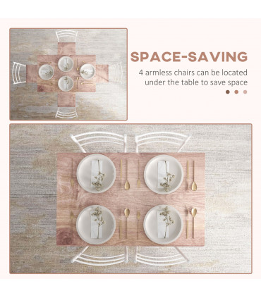 HOMCOM 5 Piece Dining Table and Chairs Set, Space Saving Table and 4 Chairs