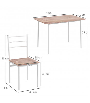 HOMCOM 5 Piece Dining Table and Chairs Set, Space Saving Table and 4 Chairs