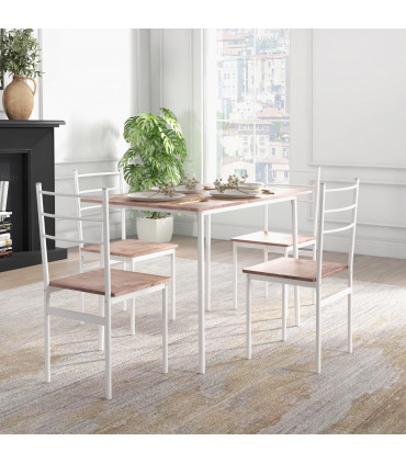 HOMCOM 5 Piece Dining Table and Chairs Set, Space Saving Table and 4 Chairs