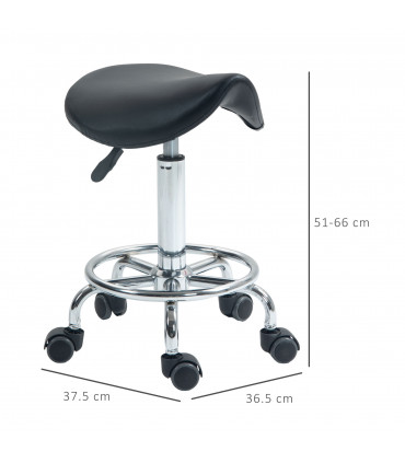 HOMCOM Saddle Chair, Rolling Salon Stool for Massage Spa Clinic Beauty, Black