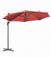 Outsunny 3 x 3(m) Cantilever Parasol Garden Umbrella with Cross Base Wine Red