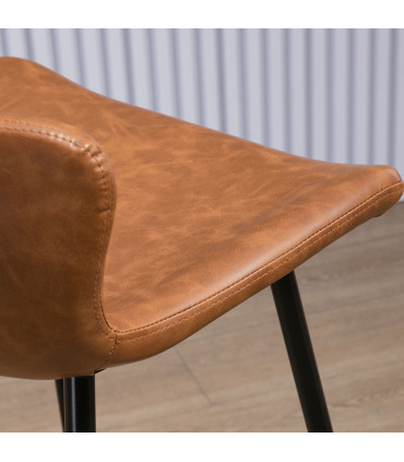 HOMCOM Bar Stools Set of 2, PU Leather Bar Chairs with Back and Steel Legs