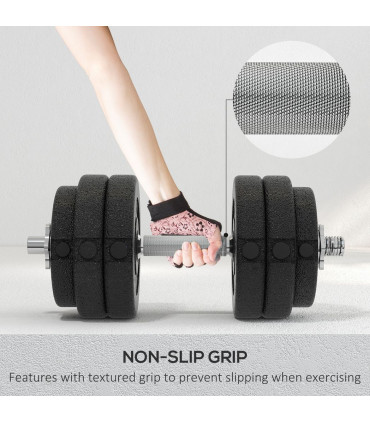 HOMCOM 30KG Adjustable Dumbbells Weight Set Hand Weight for Body Fitness