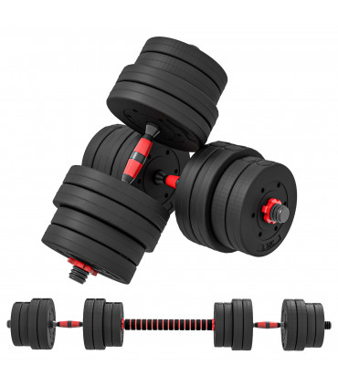 HOMCOM 30kg Adjustable 2 IN 1 Barbell Dumbbells Weight Set for Body Fitness