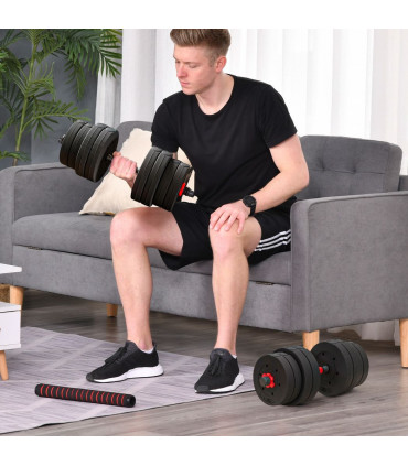 HOMCOM 30kg Adjustable 2 IN 1 Barbell Dumbbells Weight Set for Body Fitness