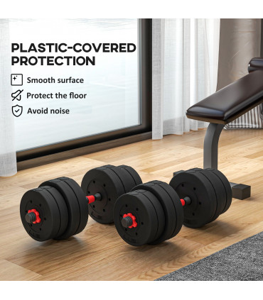 HOMCOM 30kg Adjustable 2 IN 1 Barbell Dumbbells Weight Set for Body Fitness