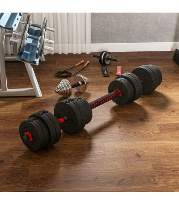 HOMCOM 30kg Adjustable 2 IN 1 Barbell Dumbbells Weight Set for Body Fitness