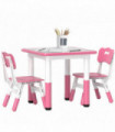 AIYAPLAY 3 Pcs Height Adjustable Kids Table and Chair Set for Playroom - Pink