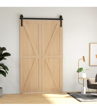 HOMCOM 4FT/122CM Bi-Folding Sliding Barn Door Hardware Kit Sliding Door Kit