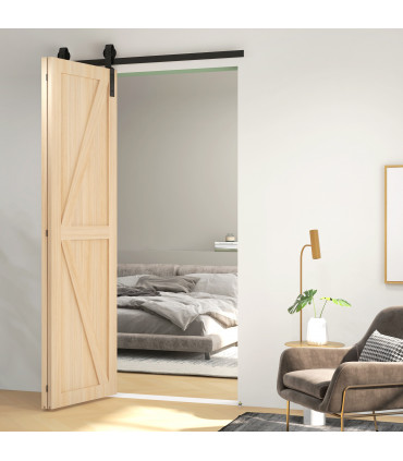 HOMCOM 4FT/122CM Bi-Folding Sliding Barn Door Hardware Kit Sliding Door Kit