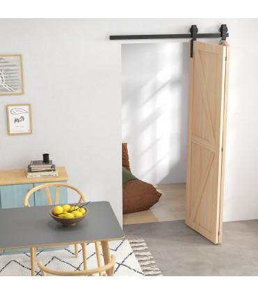 HOMCOM 4FT/122CM Bi-Folding Sliding Barn Door Hardware Kit Sliding Door Kit