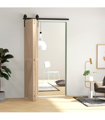 HOMCOM 4FT/122CM Bi-Folding Sliding Barn Door Hardware Kit Sliding Door Kit