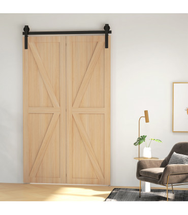 HOMCOM 4FT/122CM Bi-Folding Sliding Barn Door Hardware Kit Sliding Door Kit