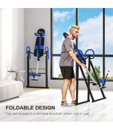 HOMCOM Adjustable Gravity Inversion Table with Safety Belt, Blue