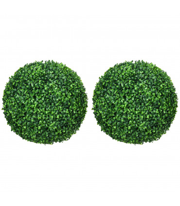 HOMCOM Set of 2 Artificial Topiary Balls Indoor Outdoor Faux Boxwood Balls