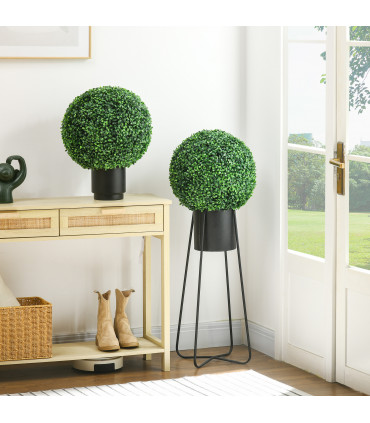HOMCOM Set of 2 Artificial Topiary Balls Indoor Outdoor Faux Boxwood Balls