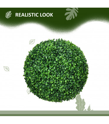 HOMCOM Set of 2 Artificial Topiary Balls Indoor Outdoor Faux Boxwood Balls