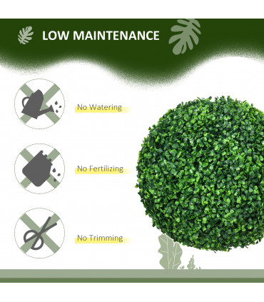 HOMCOM Set of 2 Artificial Topiary Balls Indoor Outdoor Faux Boxwood Balls