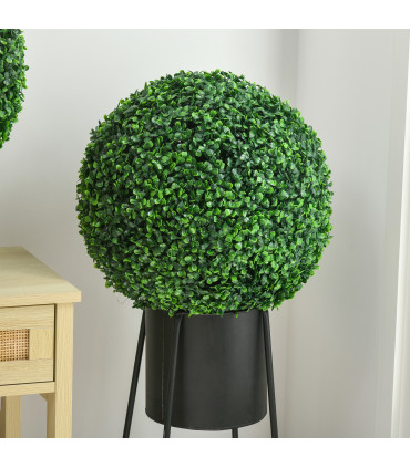 HOMCOM Set of 2 Artificial Topiary Balls Indoor Outdoor Faux Boxwood Balls