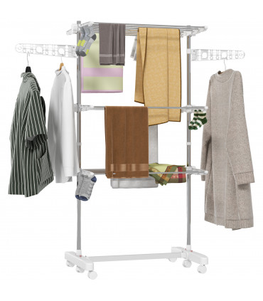 HOMCOM 3 Layer Folding Cloth Hanger Stand Towel Hanging Dryer Rack Holding Airer