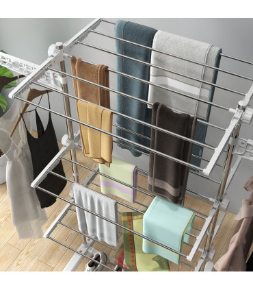 HOMCOM 3 Layer Folding Cloth Hanger Stand Towel Hanging Dryer Rack Holding Airer