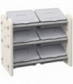 AIYAPLAY Kids Toy Storage Units with 6 Storage Boxes, 76 x 37 x 60cm, Grey