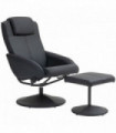 HOMCOM Swivel Armchair with Footstool and Adjustable Backrest Black