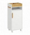 kleankin Bathroom Storage Cabinet with Cushioned Door and Wheels, White