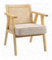 HOMCOM Rattan Armchair with Wood Frame Seat Cushion for Living Room Bedroom
