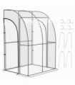 Outsunny 143x118x212cm Walk-In Lean to Wall Tunnel Plastic Greenhouse with Doors