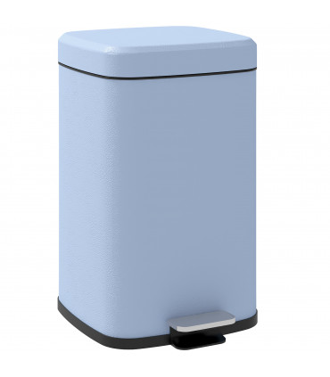 HOMCOM 20L Kitchen Pedal Bin, Metal Rubbish Bin with Soft-close Lid, Light Blue
