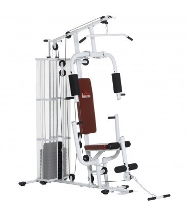 HOMCOM Multifunction Home Gym Weight Training Station Machine White