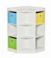 HOMCOM 3 Tier Kids Bookcase Toy Organiser Storage w/ 3 Fabric Drawers, White