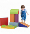 HOMCOM 7 Pcs Kids Soft Foam Puzzle Play Blocks Set Learning Toy Blue