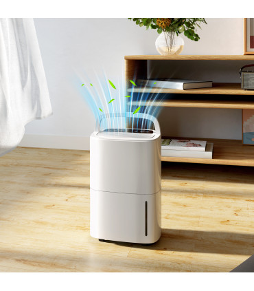 HOMCOM 20L/Day Dehumidifier with Continuous Drainage, 5L Water Tank, Timer