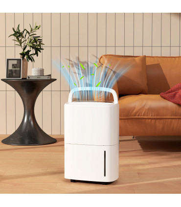 HOMCOM 20L/Day Dehumidifier with Continuous Drainage, 5L Water Tank, Timer