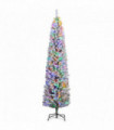 HOMCOM 7' Artificial Christmas Tree with Flocked Tips, LED Lights, Decoration