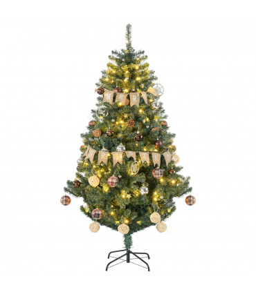 HOMCOM 6ft Artificial Christmas Tree with LED Lights, Decoration, Auto Open