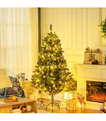 HOMCOM 6ft Artificial Christmas Tree with LED Lights, Decoration, Auto Open