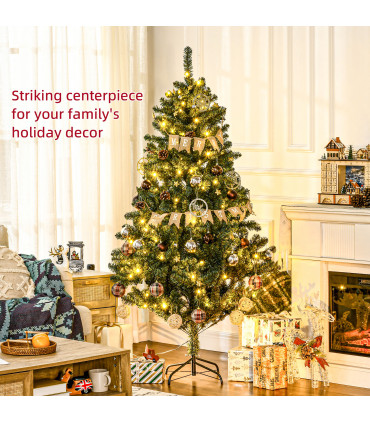 HOMCOM 6ft Artificial Christmas Tree with LED Lights, Decoration, Auto Open